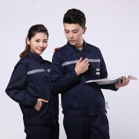 藏青拼米色扬中工作服AC090